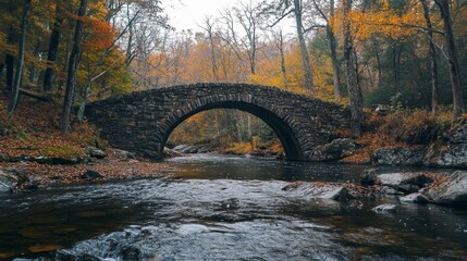 Majestic stone arch bridge spanning a serene river, showcasing timeless engineering beauty