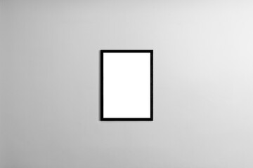 Modern minimal interior with one two three  four  five blank black  wooden photo frames light gray wall, mockup template for artwork, posters or prints, Scandinavian design, home decor, gallery wall