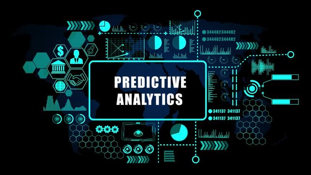  predictive analytics  Concept with Modern Technology, Data Analytics and Futuristic Business Graphics. Asymptotic smart data analytic. .4K animation