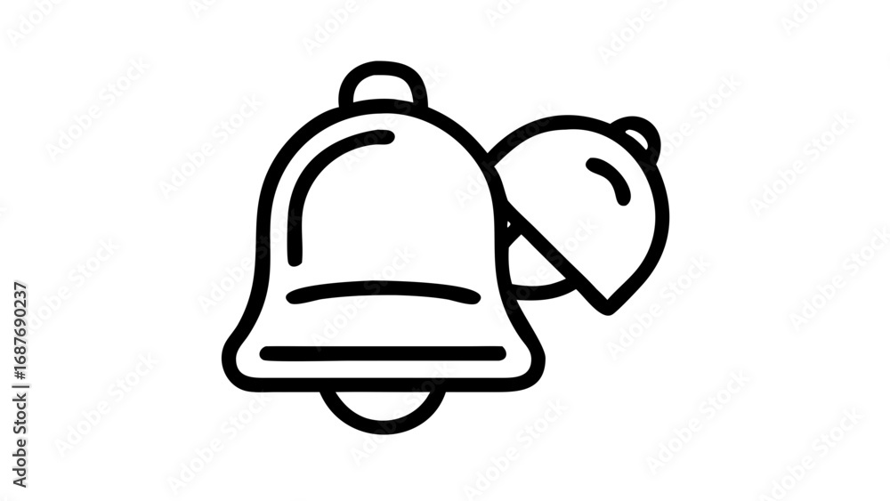 Poster two simple outline bell icons, one larger and one smaller, commonly used for notifications or alerts