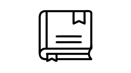 Simple black and white illustration of a closed book with two bookmarks, perfect for educational purposes.