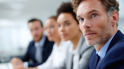 Obraz premium professional business people in office meeting, focused expressions