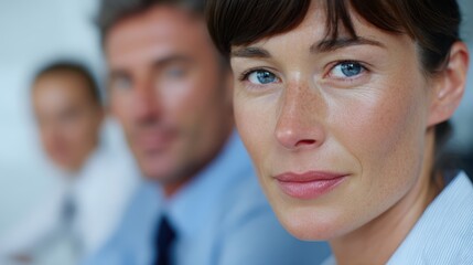 professional business people in office meeting, focused expressions