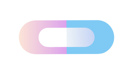 Gradient rounded rectangle with a white center on a white background, split with pink and blue hues