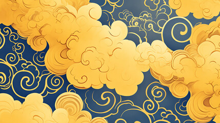 Chinese oriental cloudy pattern, Cloud animation with smoke background
