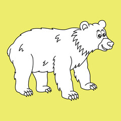 Bear Coloring Page Vector - Black White Line Art Bear - Cartoon Bear Outline - Kids Activity Worksheet - coloring Printable