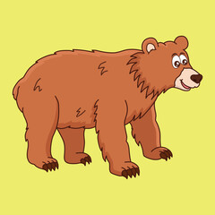 Cartoon Bear Vector - Cute Bear Clip Art - Woodland Animal Illustration - Nursery flashcard - Kids wild animal