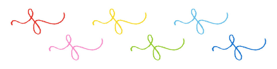 Set of Design Elements Hand-drawn Lines with Curls and Nodes of Different Colors Isolated on White Backdrop. Style of Children's Drawing.