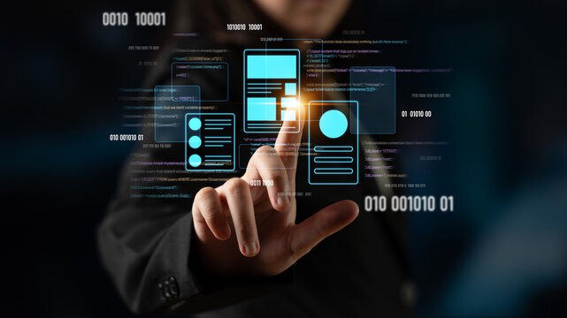 UI UX mockup showing application layout, structure, and code interface. UI design defines user flow, UI design improves clarity, UI design enhances experience, and UX design supports logic. Latch
