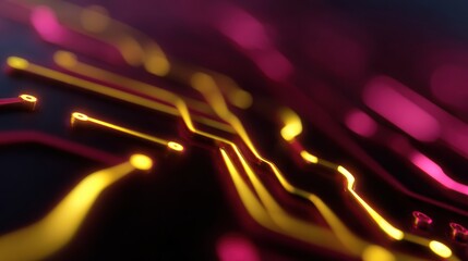computer wallpaper concept, abstract neon circuit patterns, glowing digital streams, futuristic design