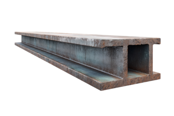 A weathered, rusty ibeam steel construction element isolated on a transparent background, showcasing industrial material and structural engineering