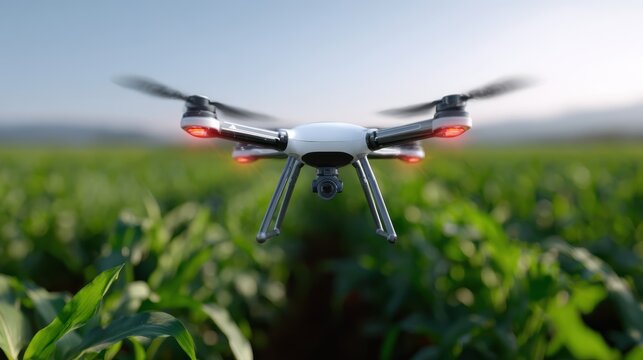 agriculture technology innovation, drones monitoring fields, automated crop analysis, futuristic farm scene