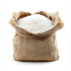 An isolated bag of organic rice on a white background