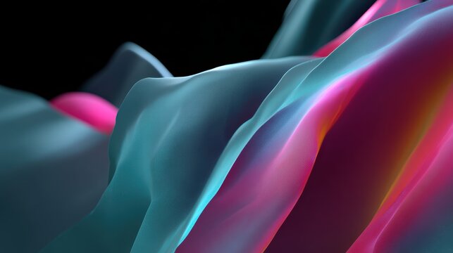 abstract 3D geometric art, neon colors, flowing shapes, futuristic digital design