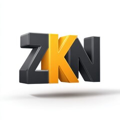 Fototapeta premium Three-dimensional logo design featuring bold letters Z, K, and N in black and yellow color scheme in a modern style
