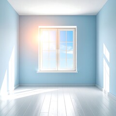 Empty room with window, sunlight