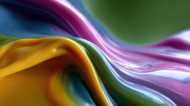 abstract flowing paint background with vibrant metallic colors - Powered by Adobe