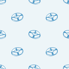 Ink drawn vector seamless repeat pattern in expressive freeform style. Coastal sea themed.