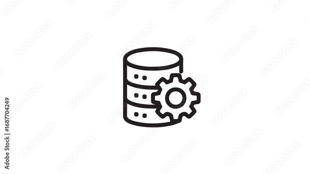 Aufkleber database server configuration and maintenance depicted by a database icon and a gear