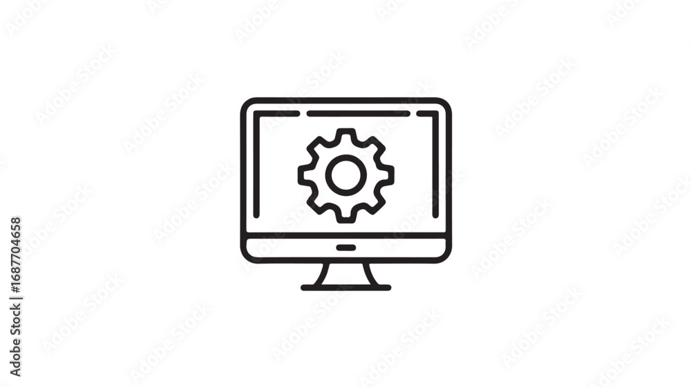 Aufkleber computer screen displaying a gear icon symbolizing settings or configuration