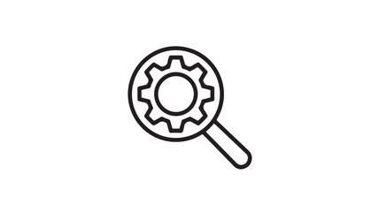 Magnifying glass with gear icon representing search and settings