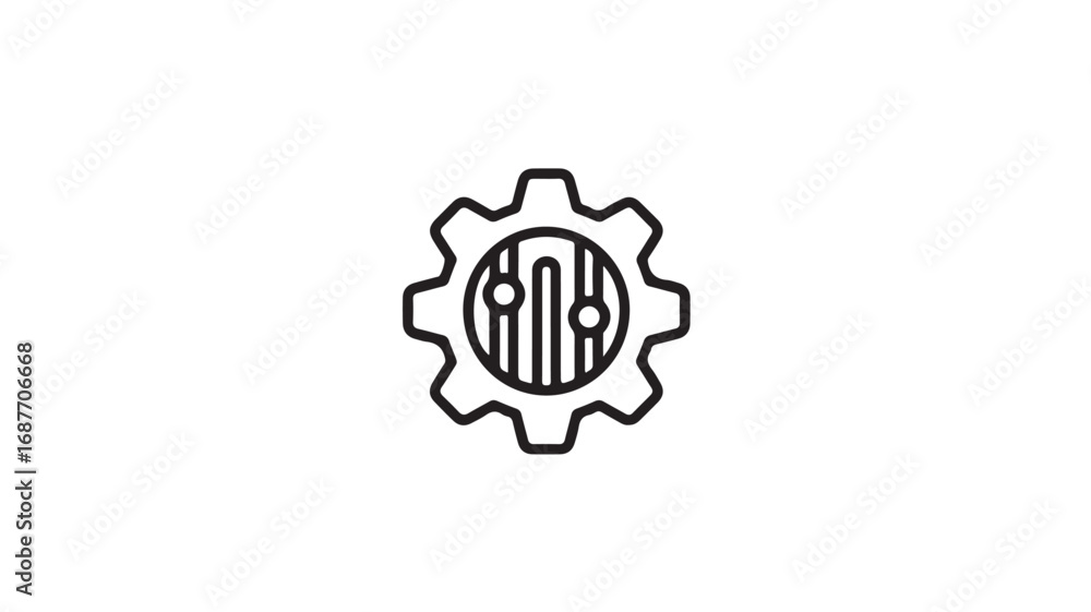 Aufkleber simple line art icon of a gear with a data visualization inside