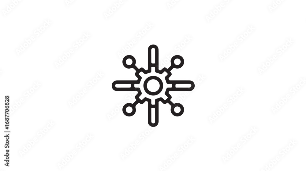 Aufkleber abstract network connection icon representing a system of interconnected nodes and gears