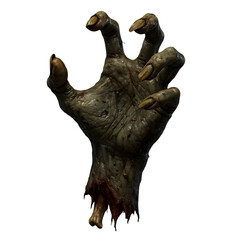 Fototapeta premium Zombie Monster Hand with Long Claws – Scary Halloween Horror Isolated PNG