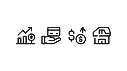 Financial growth credit card payment rising dollar and online store icons represent business success