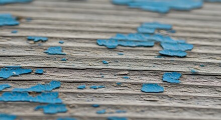 Distressed Wood Texture with Chipped Blue Paint, Perfect for Grunge or Rustic Designs Close-up, Textured Background.