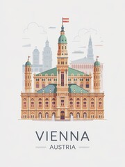 Fototapeta premium Vintage Travel Poster of Vienna Austria 