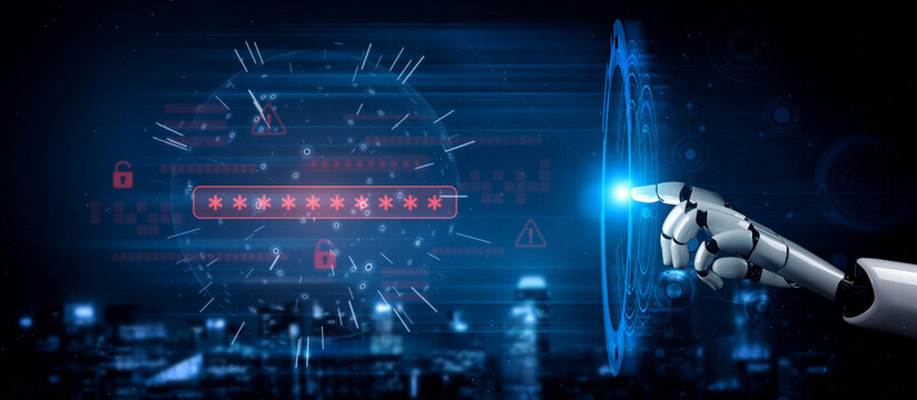 AI-generated password warning alert showing critical cybersecurity threat, password vulnerability, system risk, and data access breach visualization Vouch