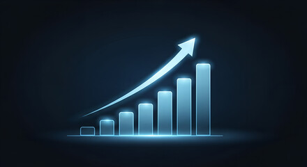 Futuristic Neon Growth Graph Illustration with Rising Financial Data Visualization