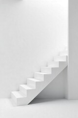 Fototapeta premium Clean, white floating staircase ascending against a pure white backdrop Perfect for architectural, design, and home decor projects Minimalist and modern aesthetic , steps, modern