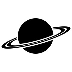 Black Planet with rings silhouette icon PNG | Minimal Flat Silhouette Icon Download