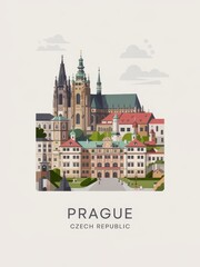 Vintage Travel Poster of Prague Czech Republic  
