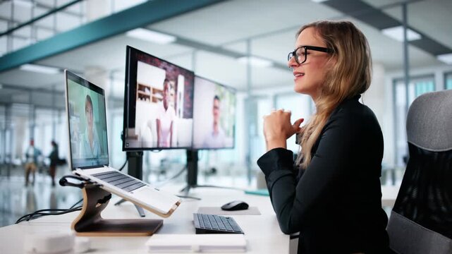 Online Business Conference: Woman Leading Meeting Via Video