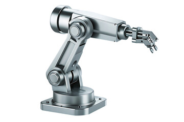 metallic robotic arm 3d rendering isolated on white background, png, ai generated.