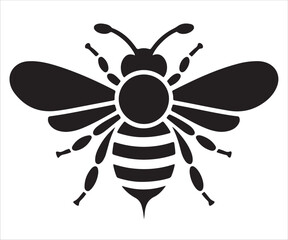 Bee silhouette vector illustration isolated on white background
