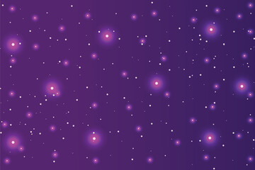 Cosmic night sky with glowing stars, stardust, and colorful nebula galaxy vector background