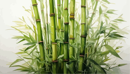 Obraz premium Bamboo stalks vector illustration, minimal clean flat design, white transparent background vector