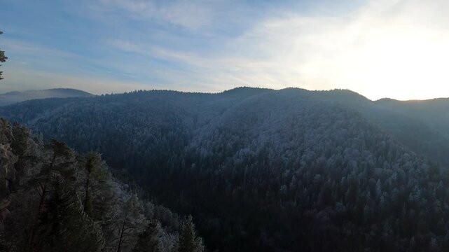 A frosty winter hike to Tomasovsky view, a stunning rock formation offering breathtaking vistas in Slovensky Raj National Park, Slovakia
