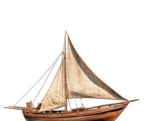 Obraz premium Detailed model of a vintage sailing ship, perfect for adding a nautical touch to your project or bringing a sense of adventure and exploration to your work