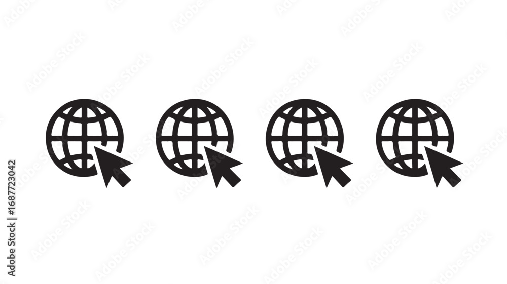 Aufkleber global network icon set clickable world globe symbols for website and app design