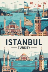 Vintage Travel Poster of Istanbul Turkey  
