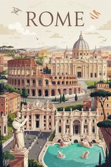 Obraz premium Vintage Travel Poster of Rome Italy 