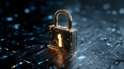 A digital padlock in a cyber world symbolizes security, protection, privacy, and safe digital transactions in the modern technological landscape.