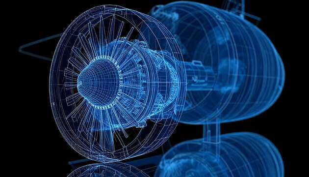 Jet engine wireframe
