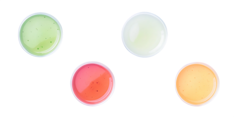 collection of face serum texture in petri dish 3d isolated on white background, png, ai generated.