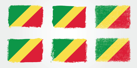 Grunge brush variations of the Republic of the Congo flag